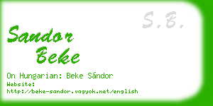 sandor beke business card